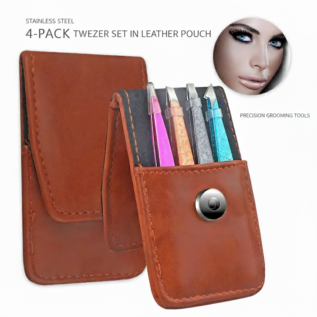Double-Sided Stainless Steel Tweezers Beauty Set