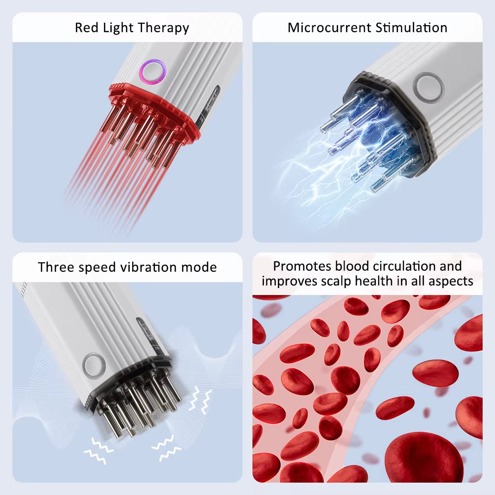 Electric Visual Hair Applicator Scalp Massager 60Ml EMS Red Light Treatment Growth Applicator Head Massage Relax Hair Growth