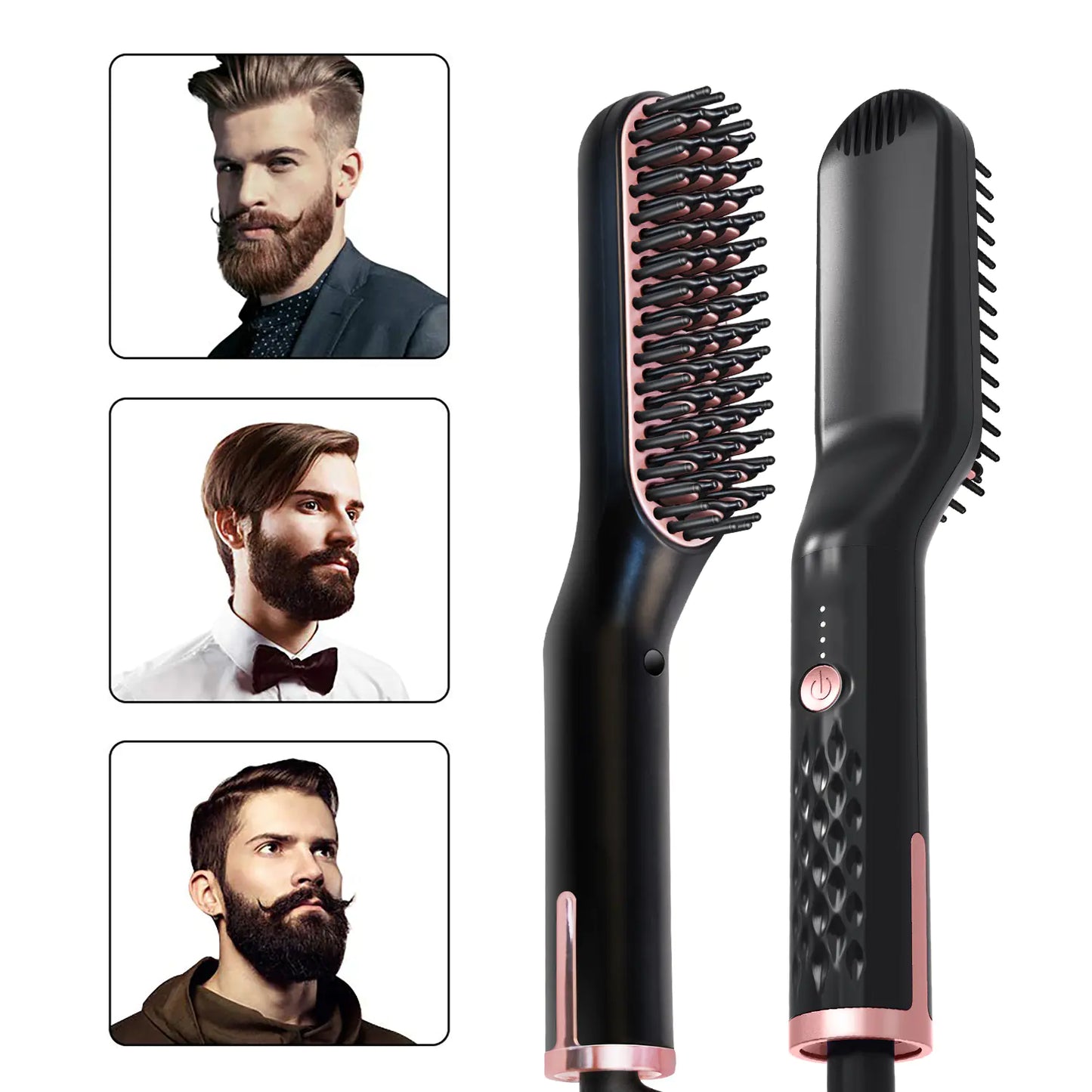 Straightening Brush and Beard Comb Set
