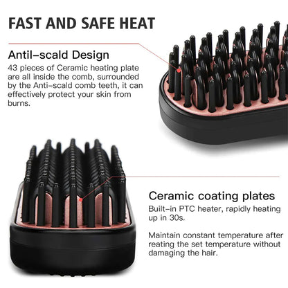 Straightening Brush and Beard Comb Set