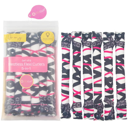 Octocurl Flexi Rods - Heatless Blowout Rods - Set of 6 - Cotton Poplin - Viva Diva Style - Hair Rollers for Overnight Curls and Waves